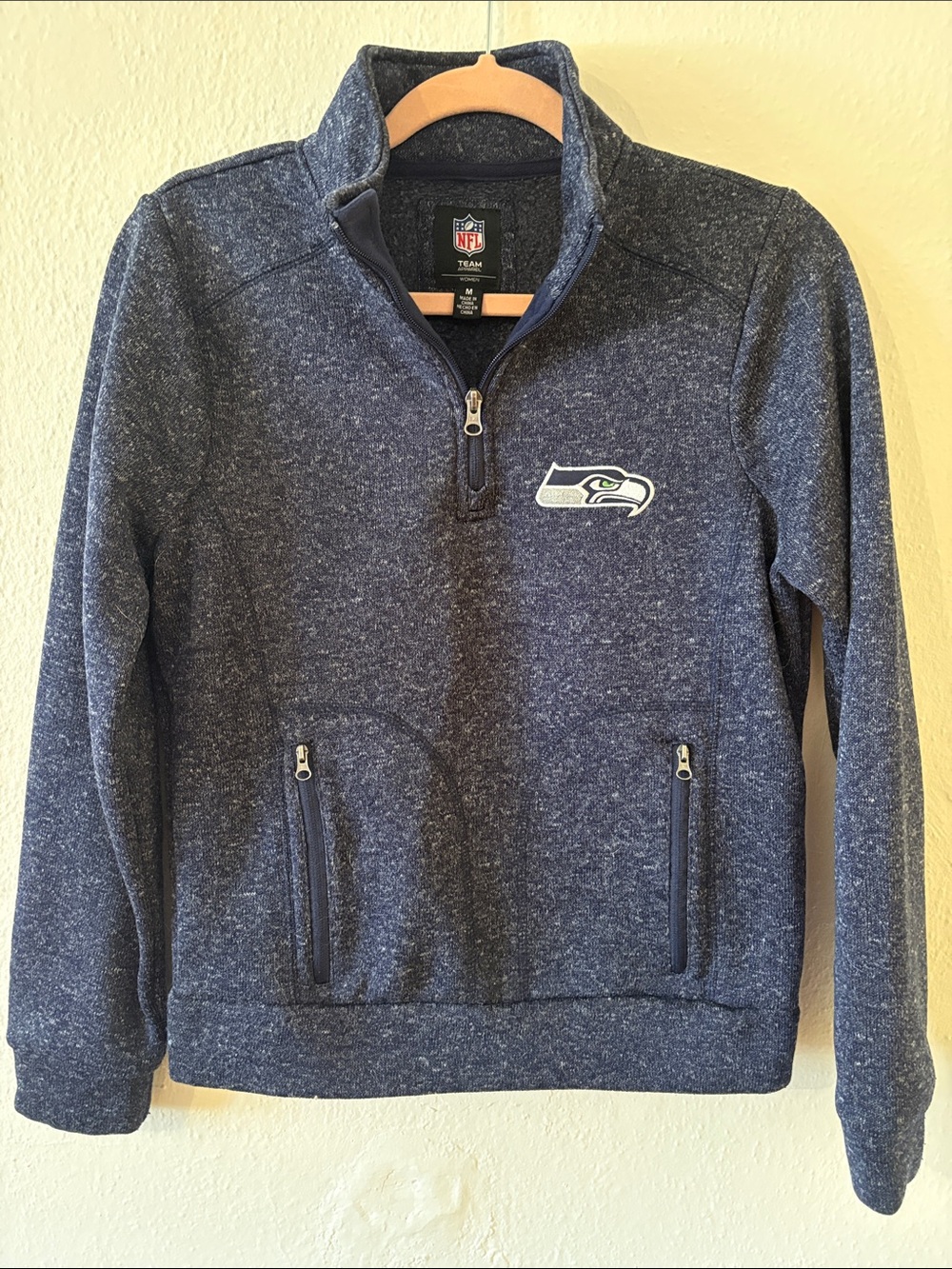 NFL Navy Heathered Seahawks 1/4 Zip Pullover